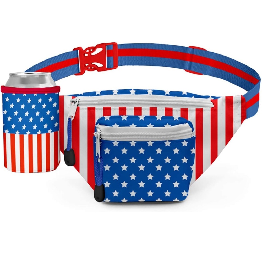 TIPSY ELVES Freedom USA Fanny Pack & Detachable Drink Holder Kozzie NWT